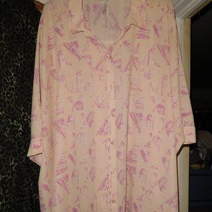 2X MELISSA MCCARTHY SEVEN7 PINK PRIT DOMAN SLEEVE TIE FRONT BLOUSE